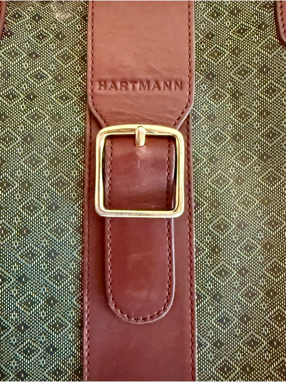 Hartmann Diamond Jacquard print Brown Leather-Trim luggage